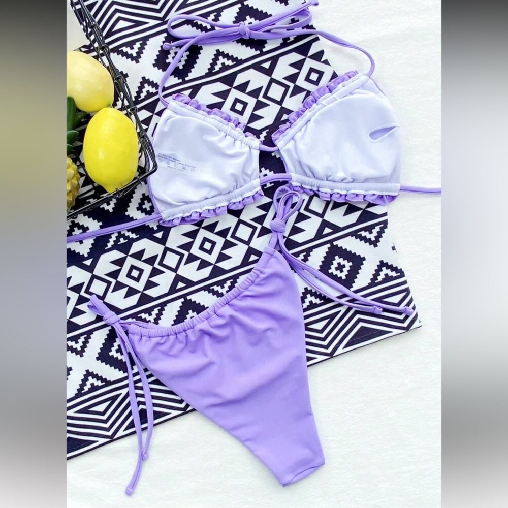 Lavender Ruffled Bikini Set - Picture 2 of 5